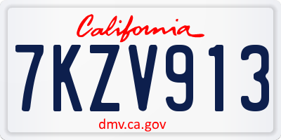 CA license plate 7KZV913
