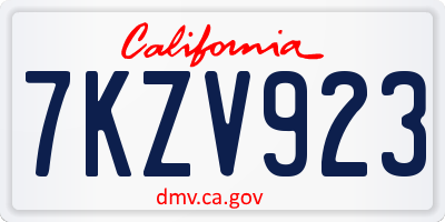 CA license plate 7KZV923