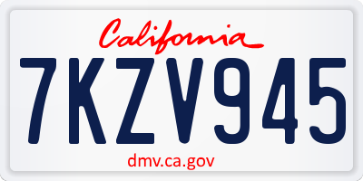CA license plate 7KZV945
