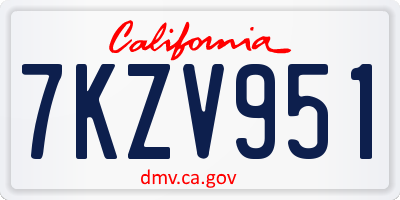 CA license plate 7KZV951