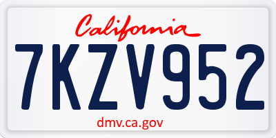 CA license plate 7KZV952