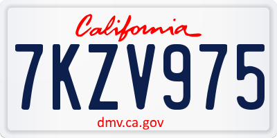 CA license plate 7KZV975