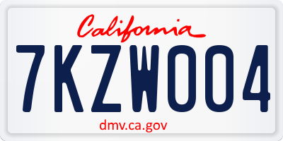 CA license plate 7KZW004