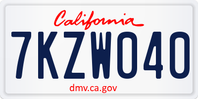 CA license plate 7KZW040