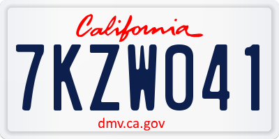 CA license plate 7KZW041