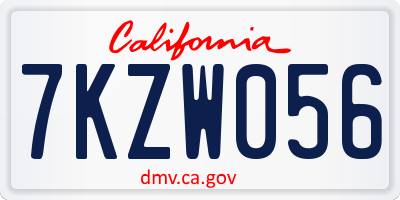 CA license plate 7KZW056