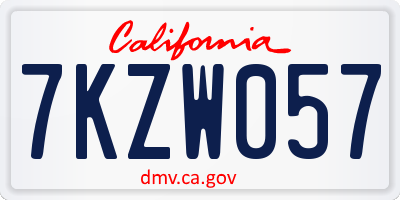 CA license plate 7KZW057