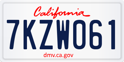 CA license plate 7KZW061