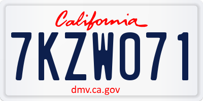 CA license plate 7KZW071