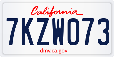 CA license plate 7KZW073