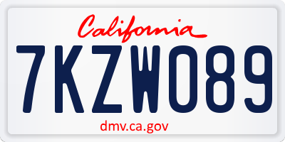 CA license plate 7KZW089