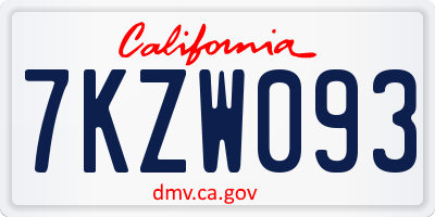 CA license plate 7KZW093