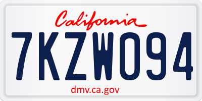 CA license plate 7KZW094