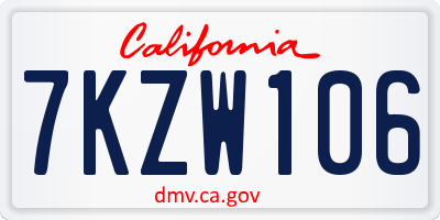 CA license plate 7KZW106