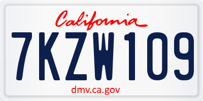 CA license plate 7KZW109