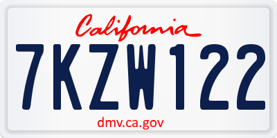 CA license plate 7KZW122