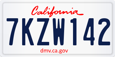 CA license plate 7KZW142