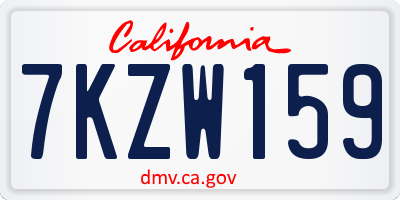 CA license plate 7KZW159