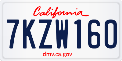 CA license plate 7KZW160