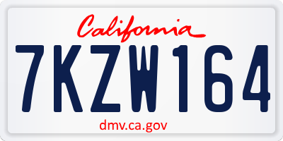 CA license plate 7KZW164