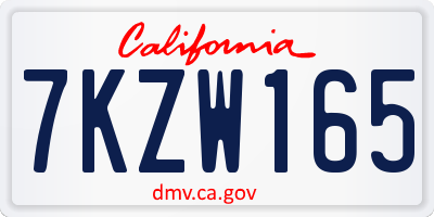CA license plate 7KZW165