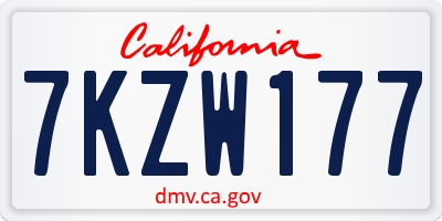 CA license plate 7KZW177