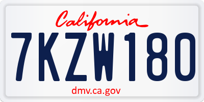 CA license plate 7KZW180
