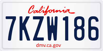 CA license plate 7KZW186