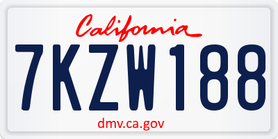 CA license plate 7KZW188