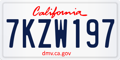 CA license plate 7KZW197