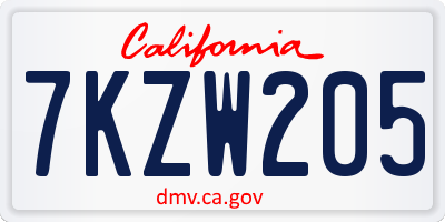 CA license plate 7KZW205