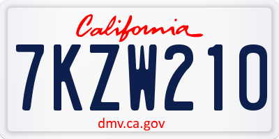 CA license plate 7KZW210