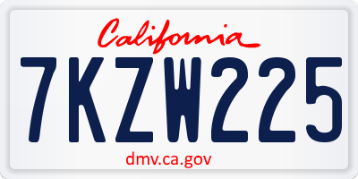CA license plate 7KZW225