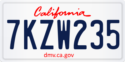 CA license plate 7KZW235