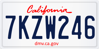 CA license plate 7KZW246