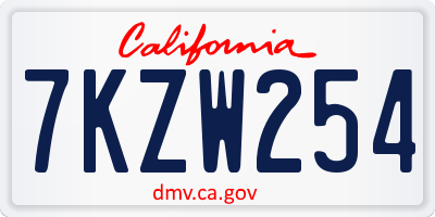 CA license plate 7KZW254