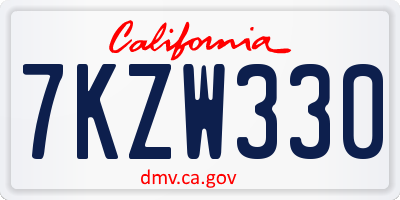 CA license plate 7KZW330