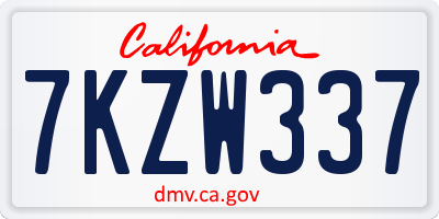 CA license plate 7KZW337