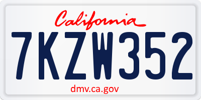 CA license plate 7KZW352