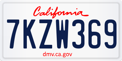 CA license plate 7KZW369