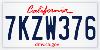 CA license plate 7KZW376