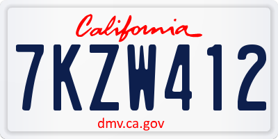 CA license plate 7KZW412