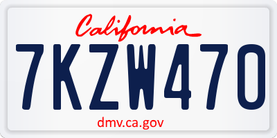 CA license plate 7KZW470