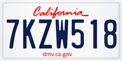 CA license plate 7KZW518