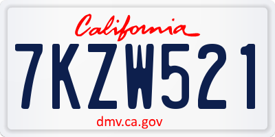 CA license plate 7KZW521