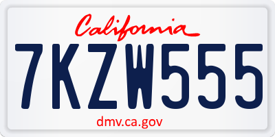 CA license plate 7KZW555