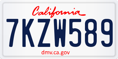 CA license plate 7KZW589