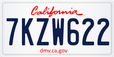 CA license plate 7KZW622