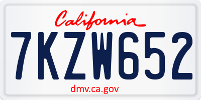 CA license plate 7KZW652