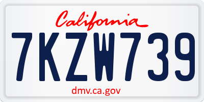 CA license plate 7KZW739